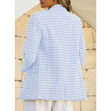 Happy Sailed Classic Plaid Blazers for Women Business Casual Fashion