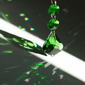 20pcs Crystal Maple Leaf Chandelier Prisms Replacement Pendant Connected Glass Octagon Beads Chain f...