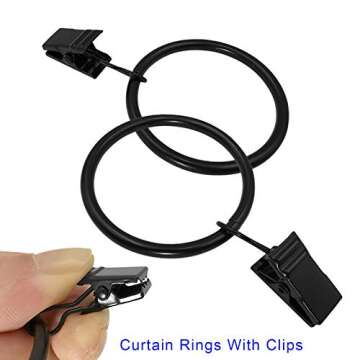 AMZSEVEN 40 Pack Metal Curtain Rings with Clips, Drapery Clips Hooks, Decorative Curtain Rod Clips 1.5 in Interior Diameter, Vintage Black