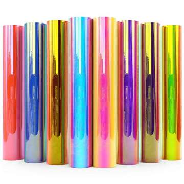 ARTEZA Holographic Vinyl Sheets for Creative Projects - 12x12, Pack of 8