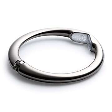Clipa Bag Hanger - Polished Hematite PVD - The Ring That Opens Into a Hook and Hangs in Just 1/2" of Space, Holds 33 lbs., 3 yr. Warranty
