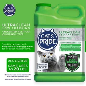 Cat's Pride Max Power UltraClean Low Tracking Cat Litter - 15lbs with 10 Days Odor Control
