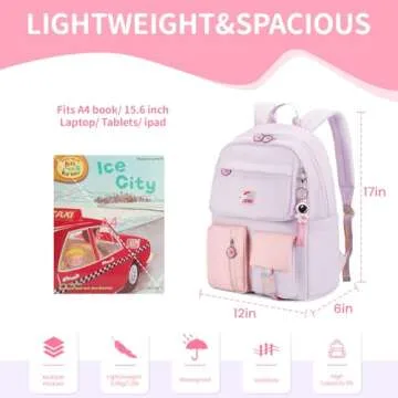LISINUO Kids Backpack - Cute School Bag for Girls