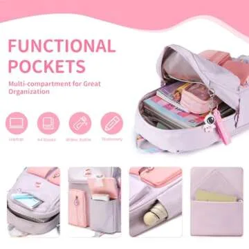 LISINUO Kids Backpack - Cute School Bag for Girls