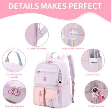 LISINUO Kids Backpack - Cute School Bag for Girls