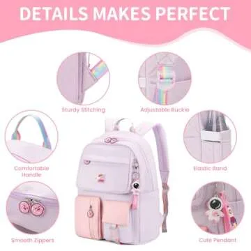 LISINUO Kids Backpack - Cute School Bag for Girls