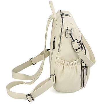 UTO Women Backpack Purse Leather Vegan Ladies Fashion Designer Rucksack Convertible Travel Shoulder Bag with Tassel