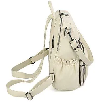 UTO Women Backpack Purse Leather Vegan Ladies Fashion Designer Rucksack Convertible Travel Shoulder Bag with Tassel