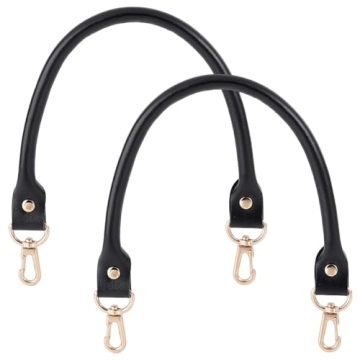 PH PandaHall Black Leather Purse Handle - Stylish 15.7" Replacement Straps with Gold Buckles
