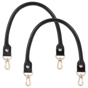 PH PandaHall Black Leather Purse Handle - Stylish 15.7" Replacement Straps with Gold Buckles