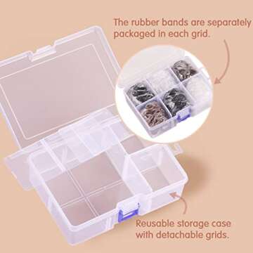 Funtopia Mini Hair Ties - 2500Pcs Soft Elastics with Organizer