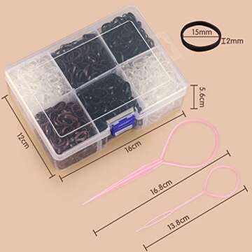 Funtopia Mini Hair Ties - 2500Pcs Soft Elastics with Organizer