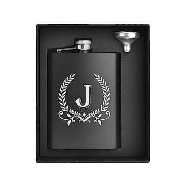 ELEGANTPARK Hip Flasks for Liquor for Men with Initials Monogrammed Gifts Whiskey Flask for Men Birt...