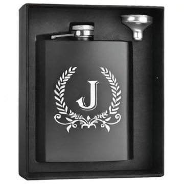 ELEGANTPARK Monogrammed Hip Flask for Men - Perfect Gift!