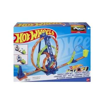 Hot Wheels Toy Car Track Set Triple Loop Kit, 3 Loops & Connects to Other Sets, Includes 1:64 Scale Car