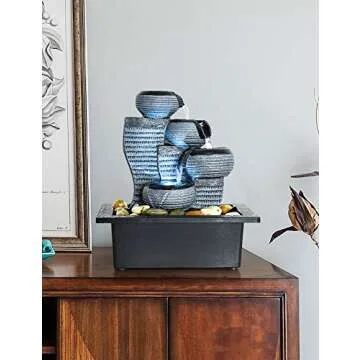 Elegant LED Illuminated Waterfall Fountain for Indoor Use