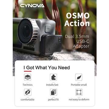 CYNOVA Osmo Action Dual 3.5mm Mic Adapter - Made for Osmo Action with Authorization