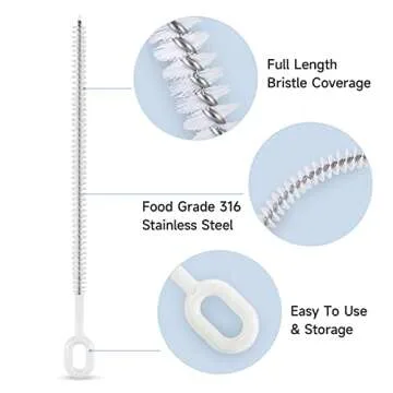 Mt.Jun Heavy-Duty Straw Cleaner Brush Set – 10-Inch, 4 Pack with 4 Diameters (Perfect for Thin to Smoothie Straws), Full Coverage Bristles, Ergonomic Grip Handle