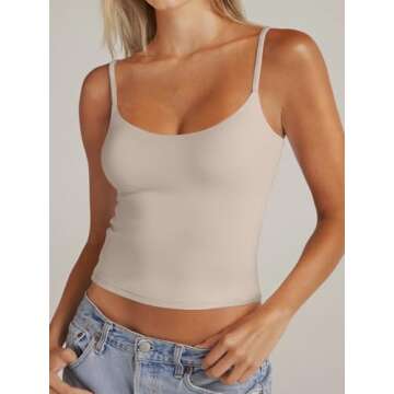 PINKMSTYLE Adjustable Spaghetti Strap Camisole Yoga Top