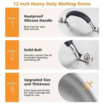 SHINESTAR Cast Iron Griddle Press with 12-Inch Melting Dome for Blackstone Griddle, Flat Top Grill & Griddle Accessories, Ideal for Patty, Burger, Bacon, Panini, Indoor and Outdoor Cooking