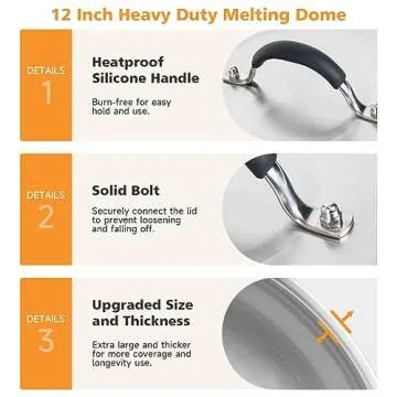 SHINESTAR Cast Iron Griddle Press with 12-Inch Melting Dome for Blackstone Griddle, Flat Top Grill & Griddle Accessories, Ideal for Patty, Burger, Bacon, Panini, Indoor and Outdoor Cooking