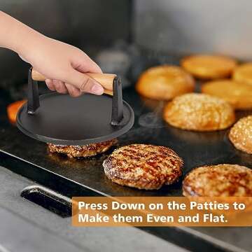 SHINESTAR Cast Iron Griddle Press with 12-Inch Melting Dome for Blackstone Griddle, Flat Top Grill & Griddle Accessories, Ideal for Patty, Burger, Bacon, Panini, Indoor and Outdoor Cooking