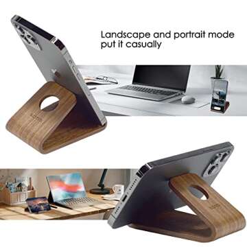 SAMDI Cell Phone Stand, iPhone Wood Dock: Cradle, Holder for Switch All Android Smartphone, iPhone 6 6s 7 8 X Plus 5 5s 5c Accessories Desk - ( Black Walnut )