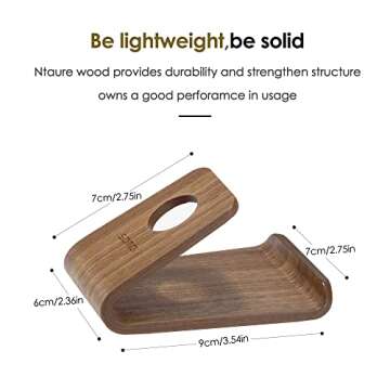SAMDI Cell Phone Stand, iPhone Wood Dock: Cradle, Holder for Switch All Android Smartphone, iPhone 6 6s 7 8 X Plus 5 5s 5c Accessories Desk - ( Black Walnut )