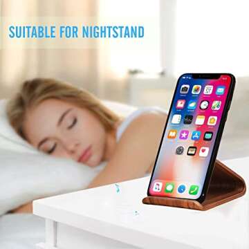 SAMDI Cell Phone Stand, iPhone Wood Dock: Cradle, Holder for Switch All Android Smartphone, iPhone 6 6s 7 8 X Plus 5 5s 5c Accessories Desk - ( Black Walnut )