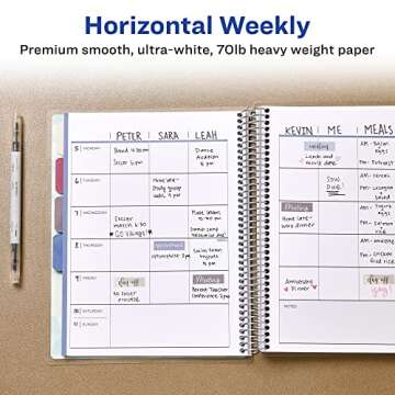 Avery Planner, Undated 12-Month Planner with Monthly Title Stickers, 8.25" x 9.75" Weekly Spread, Sage Harmony Design (29876)