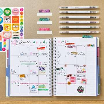Avery Planner, Undated 12-Month Planner with Monthly Title Stickers, 8.25" x 9.75" Weekly Spread, Sage Harmony Design (29876)