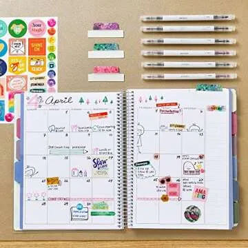 Avery Planner, Undated 12-Month Planner with Monthly Title Stickers, 8.25" x 9.75" Weekly Spread, Sage Harmony Design (29876)