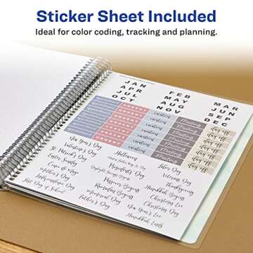 Avery Planner, Undated 12-Month Planner with Monthly Title Stickers, 8.25" x 9.75" Weekly Spread, Sage Harmony Design (29876)