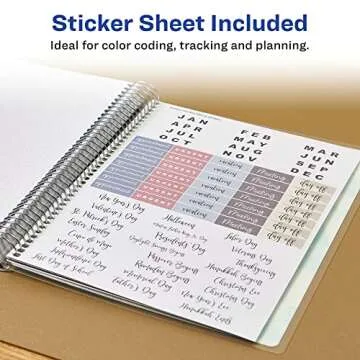 Avery Planner, Undated 12-Month Planner with Monthly Title Stickers, 8.25" x 9.75" Weekly Spread, Sage Harmony Design (29876)