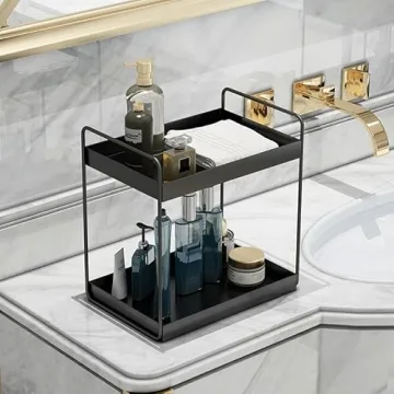 Stylish KINGBERWI 2 Tier Bathroom Counter Organizer