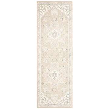 SAFAVIEH Micro-Loop Collection Runner Rug - 2'3" x 7', Light Grey & Ivory, Handmade Medallion Wool, ...
