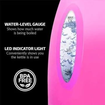 OVENTE Electric Kettle, Hot Water, Heater 1.7 Liter - BPA Free Fast Boiling Cordless Water Warmer - Auto Shut Off Instant Water Boiler for Coffee & Tea Pot - Pink KP72P