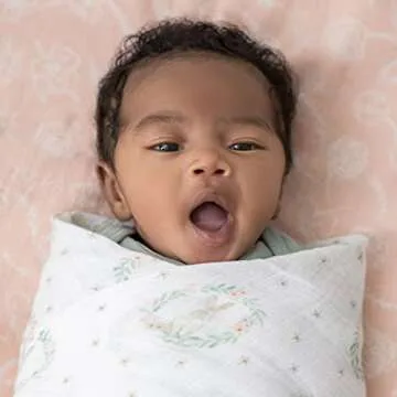 aden + anais Essentials Muslin Swaddle Blankets for Baby Girls and Boys, Newborn Receiving Blanket for Swaddling, 100% Cotton Baby Swaddle Wrap, 4 Pack, Blushing Bunnies