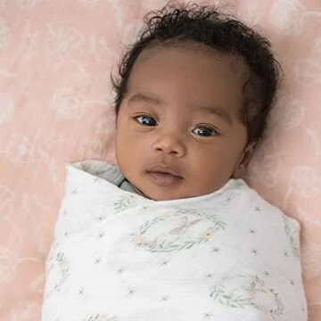 aden + anais Essentials Muslin Swaddle Blankets for Baby Girls and Boys, Newborn Receiving Blanket for Swaddling, 100% Cotton Baby Swaddle Wrap, 4 Pack, Blushing Bunnies