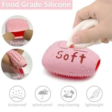 Silicone Travel Make-up Brush Holder with Cleaner Mat Pad, Organizer Case Covers for Foundation Eye Lip Brushes Storage Cleaning, Gift for Women Girl-Friend Mother Wife, 3-Pcs Large + 5 Small, Blue