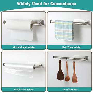 theaoo Under Cabinet Paper Towel Holder for Kitchen, Adhesive Paper Towel Roll Rack for Bathroom Towel, SUS304 Stainless Steel Wall Mount, Both Available for Adhesive and Screws