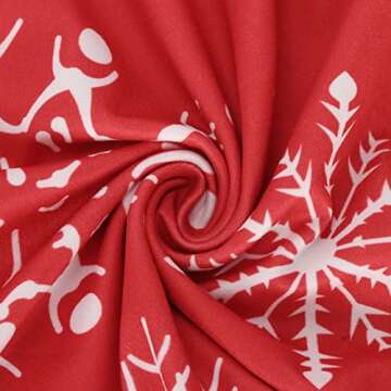 Womens Sequin Long Sleeve T Shirt Dress Christmas Snowflake Print Long Sweatshirt Casual Crewneck Pullover Short Dress Red