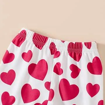 ADXSUN Baby Girl Valentine's Day Outfits Heart Print Romper+Flared Pants+Headband Infant Clothes 0-18 Months