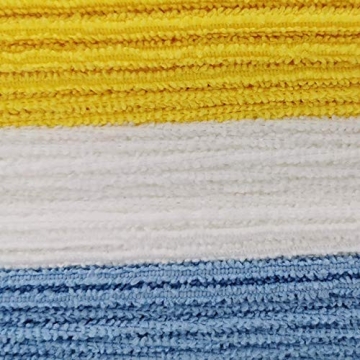 Amazon Basics Microfiber Cleaning Cloths, Lint Free, Absorbent, Streak Free, Non-Abrasive, Reusable and Washable, Pack of 24, Blue/White/Yellow, 16" x 12"
