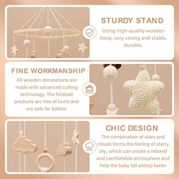 Charming Boho Baby Mobile for Crib - Handmade Neutral Nursery Decor, Soothes Infants and Fits Any Ro...