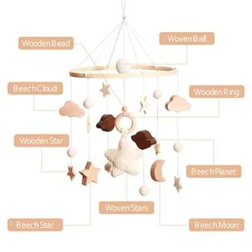 Boho Baby Mobile for Crib Soothing Handmade Nursery Decor