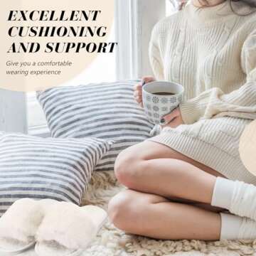 Toulite 6 Pairs Wedding Bridesmaid Slippers Women Fluffy Open Toe Slippers Fuzzy Plush House Slippers for Bridal Party (Elegant Style)