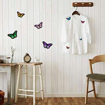 AUGSUN 40pcs Butterfly Iron on Patches, 2 Size Embroidered Sew Applique Repair Patch