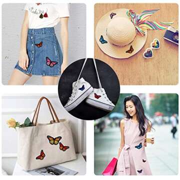 AUGSUN 40pcs Butterfly Iron on Patches, 2 Size Embroidered Sew Applique Repair Patch