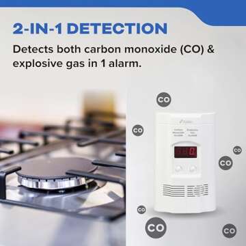 Kidde Carbon Monoxide Detector, Propane, Natural, Methane, & Explosive Gas Alarm, Plug-In Wall with ...